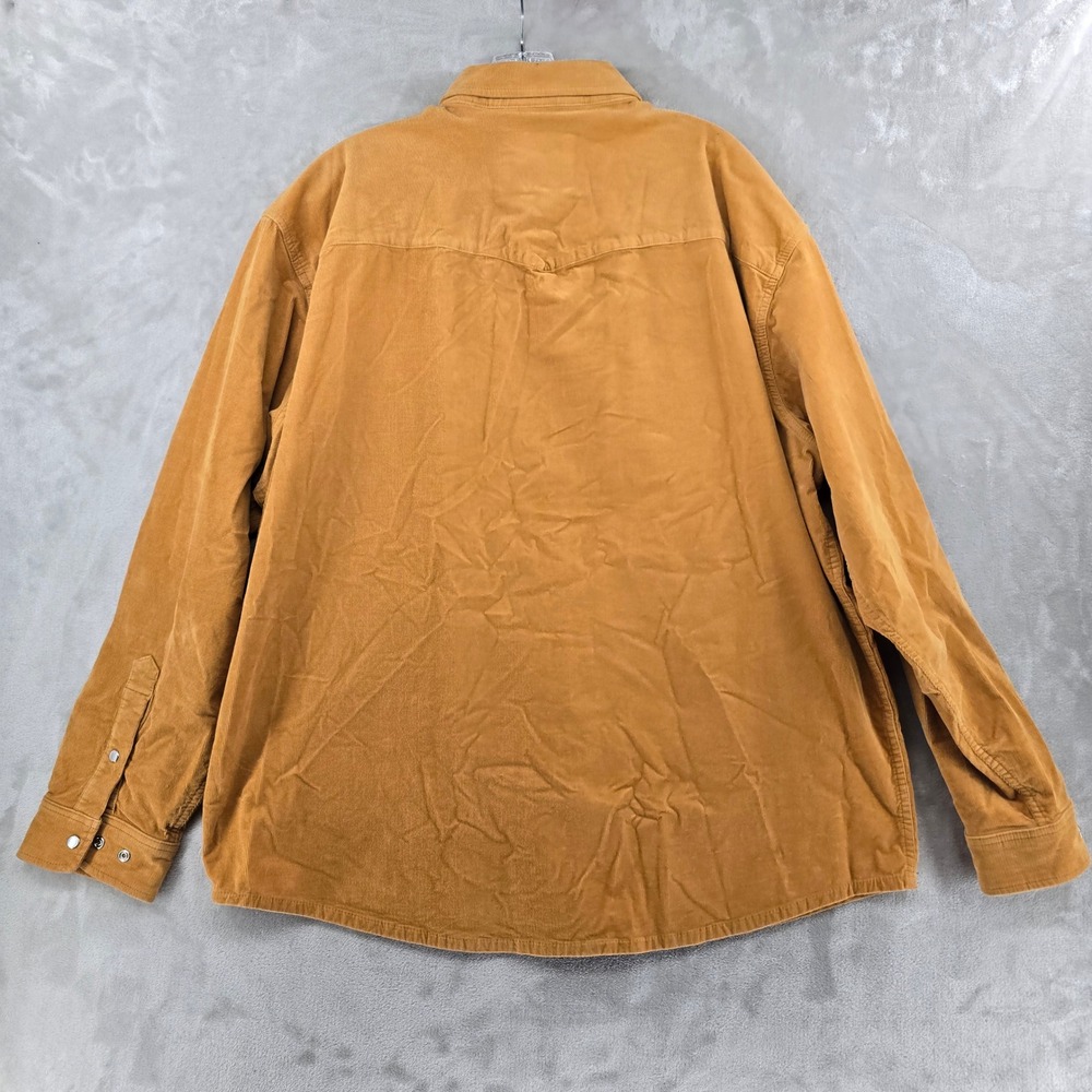 Poncho Corduroy Shirt Men XXL Camel Western Pearl Snap Regular Fit Long Sleeve - Picture 5 of 6